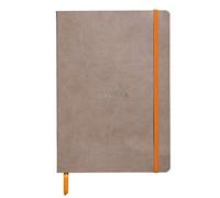 RHODIA 117404C - Carnet Souple Taupe - A5 - Ligné - 160 pages - Papier Clairefontaine Ivoire 90 g/m² - Marque-Page, Fermeture Élastique - Couverture Simili Cuir - Collection Rhodiarama