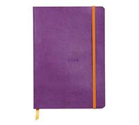 RHODIA 117410C - Carnet Souple Violet - A5 - Ligné - 160 pages - Papier Clairefontaine Ivoire 90 g/m² - Marque-Page, Fermeture Élastique - Couverture Simili Cuir - Collection Rhodiarama
