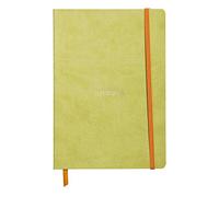 RHODIA 117456C - Libreta Anise Soft - A5 - Dotted Dot - 160 páginas - Papel Clairefontaine Ivory 90 g/m² - Marcapáginas, Cierre Elástico - Cubierta de Piel Sintética - Colección Rhodiarama
