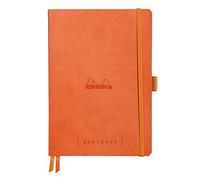 RHODIA 117774C - Cuaderno blando Bullet Goalbook Tangerine - A5 - Cuadrados pequeños - 240 páginas - Papel 90G Ivory Clairefontaine - 2 cintas, cierre elástico - Cubierta de piel sintética