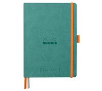 RHODIA 117807C Goalbook 117807C - Cuaderno flexible para diario Goalbook Eau - A5 - Puntas - 240 páginas - Papel Clairefontaine Marfil 90 g, 2 cintas y cierre elástico - Cubierta de piel sintética