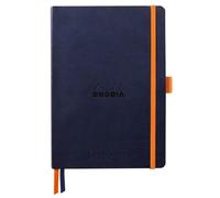 RHODIA 117808C - Cuaderno suave Bullet Journal Goalbook Azul Noche - A5 - Punteados Dot - 240 páginas - Papel Clairefontaine Marfil 90g - 2 Cintas, cierre elástico - Cubierta de piel sintética