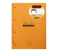 Rhodia 118316C - Lote de 3 blocs de notas grapadas a lado de Side Naranja A4 22,8 x 29,7 cm pequeños cuadrados 5 x 5 80 hojas desmontables, perforación, 4 agujeros, papel Clairefontaine blanco 80 g/m2