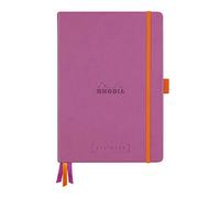 RHODIA 118580C - Cuaderno rígido Bullet Journal Goalbook Lila - A5 - Punteados Dot - 240 páginas - Papel Clairefontaine blanco 90 g - 3 cintas, cierre elástico - cubierta de piel sintética