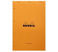 RHODIA 119700C - Bloc-Notes Agrafé N°119 Audit Orange - A4+ - Pré-Imprimé Multicolonnes - 80 Feuilles Détachables Perforation 4 Trous, Papier Clairefontaine Jaune 80 g/m² - RHODIA Basics