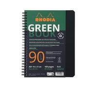 Rhodia 119913C - Rhodiactive Greenbook petits carreaux 5/5 avec cadre-en-tête, A5+ reliure intégrale, 160 pages microperforées, perf.6 trous, papier recyclé 90g FSC®