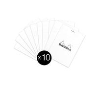 RHODIA 12201C - Bloc-Notes Agrafé N°12 White - 8,5x12 cm - Petits Carreaux - 80 Feuilles Détachables - Papier Clairefontaine Blanc 80 g/m² - Paquet de 10 blocs