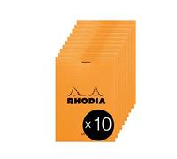 RHODIA 12600C - Bloc-Notes Agrafé N°12 Orange - 8,5x12 cm - Ligné - 80 Feuilles Détachables - Papier Clairefontaine Blanc 80G - Couverture en Carte Enduite - Paquet de 10 blocs
