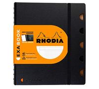 RHODIA 132572C - Cahier d’Organisation Rechargeable Exabook Noir A5+|Petits Carreaux|160 pages Détachables Perf. 6 Trous - Papier Clairefontaine 90g, Couverture Polypro (Plastique) - Rhodiactive