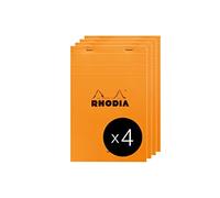 RHODIA 15600C - Bloc-Notes Agrafé N°15 Giantpad Orange - A5 - Ligné - 150 Feuilles Détachables - Papier Clairefontaine 80G - Couverture en Carte Enduite - Paquet de 4 blocs
