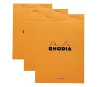 Rhodia, 16000C, Bloc de notas grapado N°16, A5, 80 Hojas Separables, Papel Clairefontaine Blanco Liso 80 gr/m², Tapa de cartón resistente Basics, Naranja (Paquete de 3)