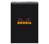 RHODIA 165009C - Bloc-Notes à Spirale (Reliure Intégrale) Noir - A5 - Petits Carreaux - 80 Feuilles Détachables - Papier Clairefontaine 80G - Couverture en Carte Enduite Souple et Résistante - Classic