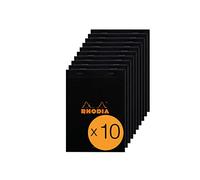 RHODIA 166009C - Bloc-Notes Agrafé N°16 Black - A5 - Ligné - 80 Feuilles Détachables - Papier Clairefontaine Blanc 80 g/m² - Couverture en Carte Enduite - Paquet de 10 blocs