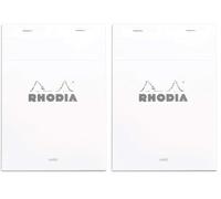 Rhodia, 16601C, Bloc de notas grapado N°16, A5, Interior: Rayado, 80 Hojas, Papel Clairefontaine Blanco 80 g/m², Blanco (Paquete de 2)