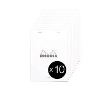 RHODIA 16601C - Bloc-Notes Agrafé N°16 White - A5 - Ligné - 80 Feuilles Détachables - Papier Clairefontaine Blanc 80 g/m² - Couverture en Carte Enduite - Paquet de 10 blocs