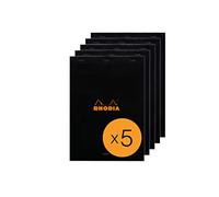 RHODIA 180009C - Bloc-Notes Agrafé N°18 Black - A4 - 80 Feuilles Détachables - Papier Clairefontaine Uni Blanc 80 g/m² - Couverture en Carte Enduite - Paquet de 5 blocs