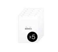 RHODIA 18201C - Bloc-Notes Agrafé N°18 White - A4 - Petits Carreaux - 80 Feuilles Détachables - Papier Clairefontaine Blanc 80G - Couverture en Carte - Paquet de 5 blocs