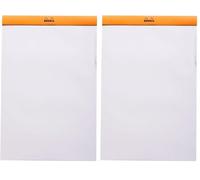 Rhodia, 19000C, Bloc de notas grapado Nº 19, A4 (21 x 31,8 cm), 80 Hojas papel Clairefontaine Blanco Liso 80 gr, Naranja (Paquete de 2)