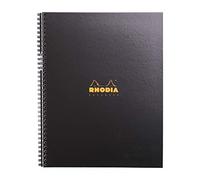 RHODIA 191310C - Cahier à Spirale (Reliure Intégrale) Notebook Noir A4+ | Ligné | 160 pages Détachables Perf. 9 Trous - Papier Clairefontaine 90g - Couverture Semi-Rigide - Rhodiactive