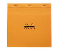 Rhodia 210200C Bloc de Notas Naranja 21 x 21 cm, 80 Hojas Cuadriculadas Desprendibles, Papel 80 g/m²