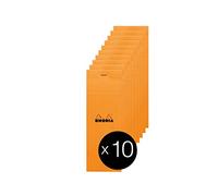 RHODIA 8200C - Bloc-Notes Agrafé N°8 Shopping Orange - 7,4x21 cm - Petits Carreaux - 80 Feuilles Détachables - Papier Clairefontaine 80G - Couverture en Carte Enduite - Paquet de 10 blocs