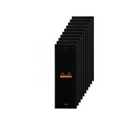 RHODIA 86009C - Bloc-Notes Agrafé N°8 Shopping Black - 7,4x21 cm - Ligné - 80 Feuilles Détachables - Papier Clairefontaine 80G - Couverture en Carte Enduite - Paquet de 10 blocs