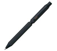 RHODIA 9342C - 3 en 1 scRipt Multipen - 2 bolígrafos de 0,5 mm negro y rojo + 1 portaminas de grafito de 0,5 mm - Cuerpo hexagonal de aluminio cepillado negro - Recargable - Borrador bajo el empujador