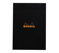 Rhodia Bloc de notas grapado y microperforado Rhodia, DIN A5, 14,8 x 21 cm, 150 hojas, 80 g, cuadrícula naranja, 4 unidades, color negro 21 x 29,7 cm