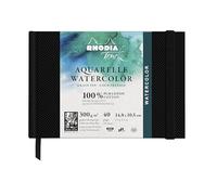 Rhodia TOUCH 116136C - Cuaderno de acuarela 100% algodón, grano fino, 300 g/m², A6 horizontal, 40 páginas no microperforadas, tapa dura