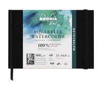 RHODIA TOUCH 116137C - Cuaderno de acuarela 100% algodón - grano fino - 300 g/m² - A5 horizontal - 40 páginas no microperforadas - Libro de acuarela de tapa dura