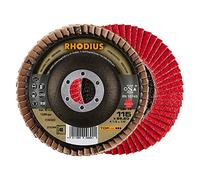 Rhodius LSK FK - Discos de lija de láminas (115 mm y 125 mm, 10 unidades, grano: P80, diámetro: 115 mm)