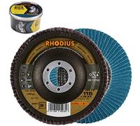 RHODIUS LSZ F2 | 5 unidades de 115 mm de diámetro de grano 60 discos de láminas | Fabricado en Alemania | Disco abrasivo de metal para amoladora angular | Disco de láminas | Amoladora de