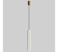 Riankh Lámpara colgante ovalada minimalista 18 W LED lámpara de suspensión de cabecera barra regulable luz colgante oro negro lámpara colgante de doble cabeza for cocina isla sala de estar cafetería c