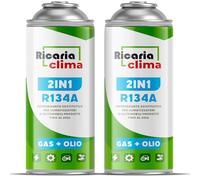 Ricaria Clima - Gas de Recambio sustituto R134a - Gas para Aire Acondicionado de automóvil - Kit - Refrigerante sustituto R134a - 2 Botellas de 235 g - para Recarga - Eco