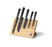 Richardson Sheffield Nox - Bloque magnético para cuchillos (incluye 5 cuchillos, cuchillo Santoku (1 corto, 1 largo)