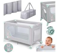 Ricokids Cuna de Viaje 125 x 65 x 78 cm RK-240 Gris-Menta