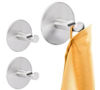 RICOO Ganchos adhesivos para pared MH016-3 Colgador adhesivo Juego de 3 Piezas para Toallas y Bademantel Acero Inoxidable Moderno Ø 5x 3,8 cm Plateado