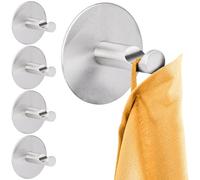 RICOO Ganchos adhesivos para pared MH016-5 Colgador adhesivo Juego de 5 Piezas para Toallas y Bademantel Acero Inoxidable Moderno Ø 5x 3,8 cm Plateado