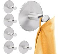 RICOO Ganchos adhesivos para pared MH016-6 Colgador adhesivo Juego de 6 Piezas para toallas y manteles Acero Inoxidable Moderno Ø 5x 3,8 cm Plateado