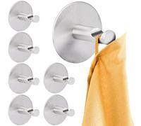 RICOO Ganchos adhesivos para pared MH016-7 Colgador adhesivo Juego de 7 Piezas para toallas y manteles Acero Inoxidable Moderno Ø 5x 3,8 cm Plateado