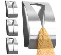 RICOO Ganchos adhesivos para pared MH017-4, Moderno Gancho de Pared Acero Inoxidable para Colgar Toallas 4-er Set Perchas adhesivas fuertes 5x7,5x 2 cm Estilo Elegante Plateado