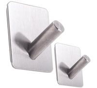 RICOO Ganchos Adhesivos para Pared MH021-2 Perchas Adhesivas Fuertes de Acero Inoxidable Gancho Pared sin Taladro Ideal para Baño y Cocina Ganchos adhesivos para colgar Juego de 2, Plateado.
