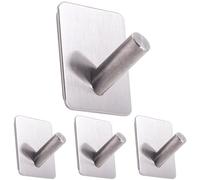 RICOO Ganchos Adhesivos para Pared MH021-4 Perchas Adhesivas Fuertes de Acero Inoxidable Gancho Pared sin Taladro Ideal para Baño y Cocina Ganchos adhesivos para colgar Juego de 4, Plateado.