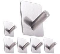 RICOO Ganchos Adhesivos para Pared MH021-6 Perchas Adhesivas Fuertes de Acero Inoxidable Gancho Pared sin Taladro Ideal para Baño y Cocina Ganchos adhesivos para colgar Juego de 6, Plateado.