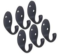 RICOO Ganchos Para Colgar MH014-B6, Set de 6 Piezas Estilo Moderno Ideal para Percha Pared y Ropa 2,2x4,2x5 cm Fabricado en Aleación de Zinc Negro