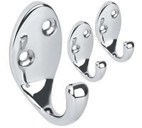RICOO Ganchos Para Colgar MH014-S3, Set de 3 Estilo Moderno Ideal para Percha Pared y Ropa 2,2 x 4,2 x 5 cm Fabricado en Aleación de Zinc Plateado