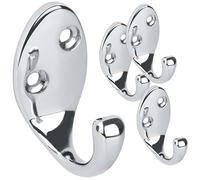 RICOO Ganchos Para Colgar MH014-S4, Set de 4 Estilo Moderno Ideal para Percha Pared y Ropa 2,2 x 4,2 x 5 cm Fabricado en Aleación de Zinc Plateado