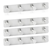 RICOO Perchero de Pared Acero Inoxidable Modelo MH025S-4x4, Elegante y Duradero con 4 Ganchos para Recibidor Cocina y Baño Plata