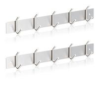 RICOO Perchero de Pared Acero Inoxidable Modelo MH028S-5x2, Elegante y Duradero con 5 Ganchos para Recibidor Cocina y Baño Plata