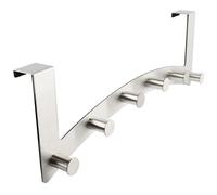 RICOO Perchero de Puerta con 6 Ganchos Modelo MH027S-6, Acero Inoxidable Montaje sin Taladro 39x15x5,3cm Diseño Elegante en Plata Ideal para Baño Dormitorio y Cocina 1 pieza